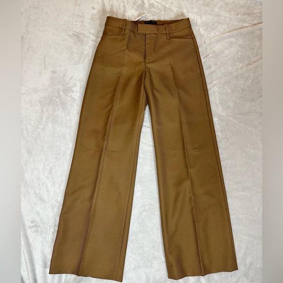 Banana Republic Wool Caramel Wide Leg Trousers Sz 6 NWT Quiet Luxury Classic Fit - Picture 2 of 10
